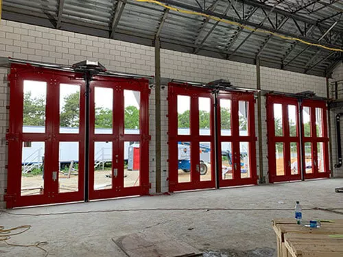Door Engineering, 14' x 14' Four-Fold Door, Hurricane/Impact rated doors (from inside)