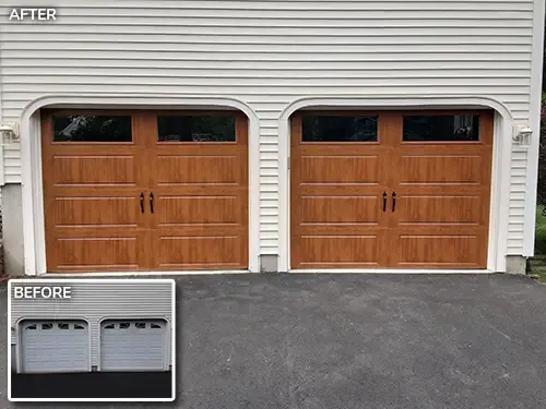 2 Clopay doors, 9' x 7', Ultra Grain, Oak