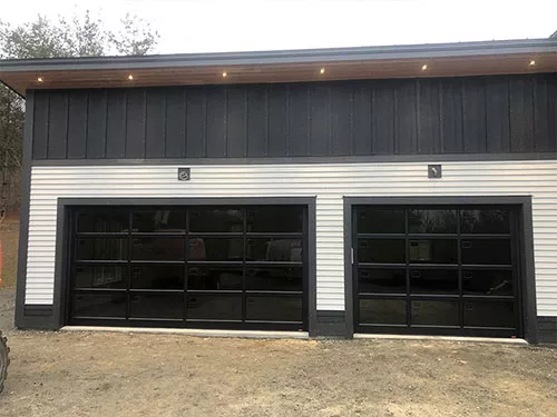 16x8 &10x8 Garaga G-4400, Painted black frames with super gray tinted glass